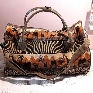 Gorgeous"Pioneer Express" Safari  Print Travel/ Carry Weekender Bag 🐘🦒🦓🐆🦣🐅